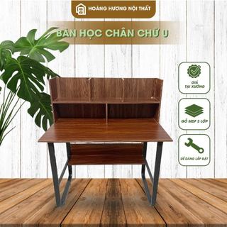  Bàn học kèm giá sách Hoàng Hương  chân sắt chữ U sơn tĩnh điện mặt gỗ MDF phủ Melamine chống thấm chống xước 
