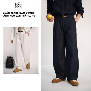  Quần jeans nam ống suông Độc menswear đứng form style hàn quốc tặng kèm thắt lưng - Q703 