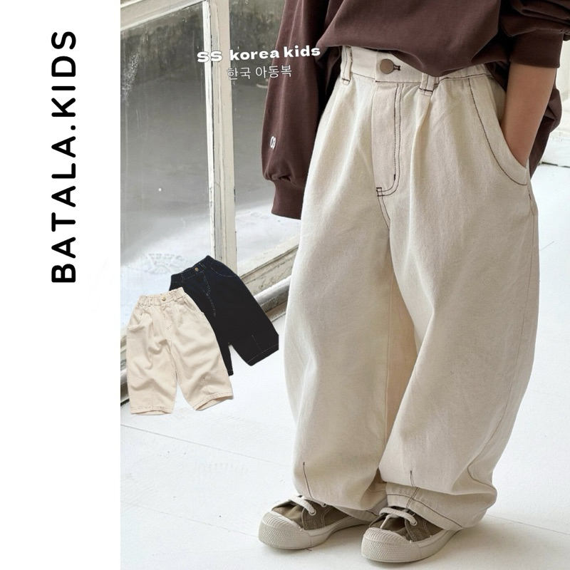 Quần dài kaki cho bé trai bé gái Batala Kids, QUẦN DÀI KAKI VIỀN 2 MÀU ĐEN TRẮNG DÀI bé trai bé gái cho bé từ 10-25kg
