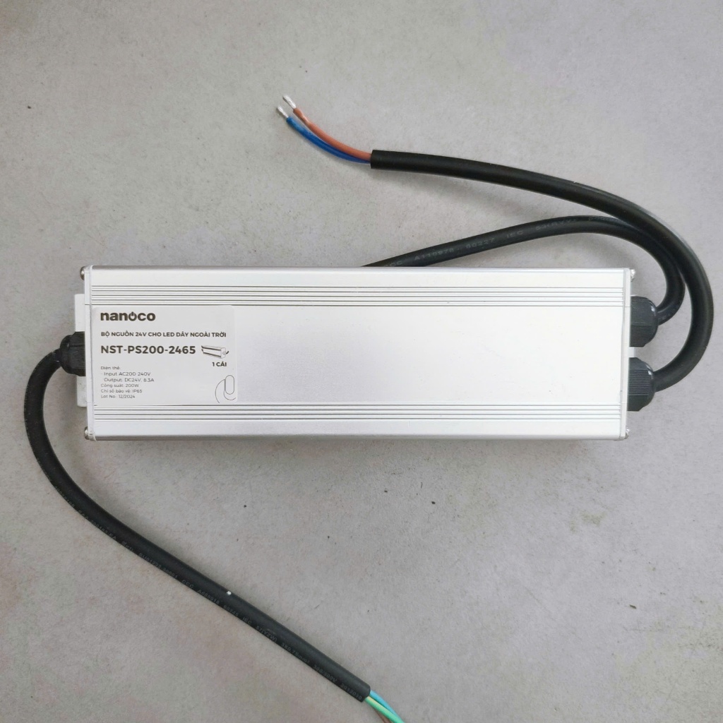 Bộ Nguồn Cho Đèn Led Dây Bob 24V Ngoài Trời IP65 DC24V Nanoco NST-PS60-2465, NST-PS100-2465, NST-PS2