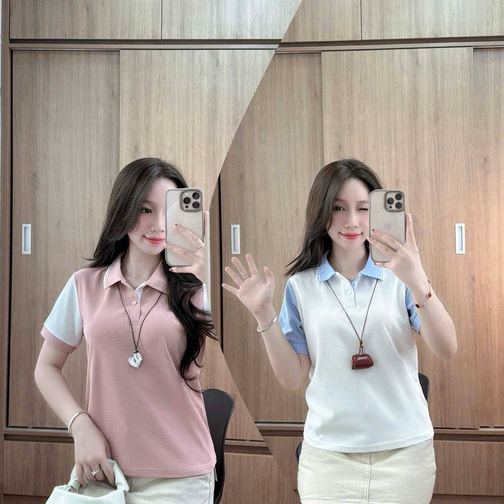 Combo 2 Áo Polo nữ tay phối cách điệu ,phong cách dễ mặc from vừa dễ thương có size tới 85kg ( M16) | BigBuy360 - bigbuy360.vn