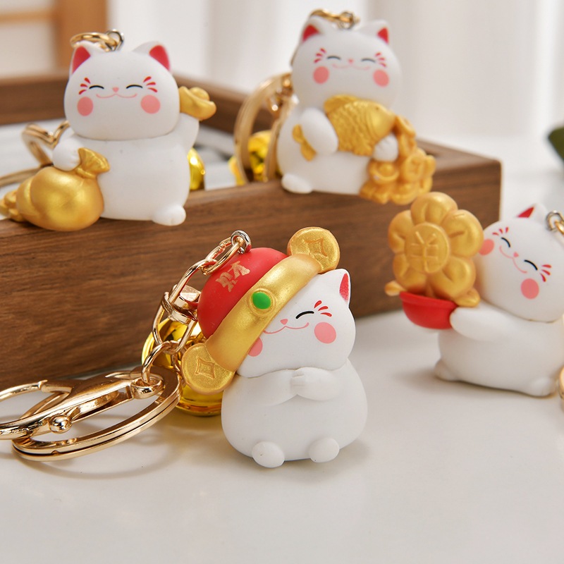 Móc Khóa Hình Mèo Thần Tài May Mắn Siêu Dễ Thương - Móc Khóa Treo Túi Xách Siêu Cute