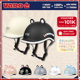 Mũ Bảo Hiểm Cá Heo VARO Chuẩn Quatest | 600 g Siêu Nhẹ | Tặng Tai Gấu + Charm Tên | Freesize 53-58 cm