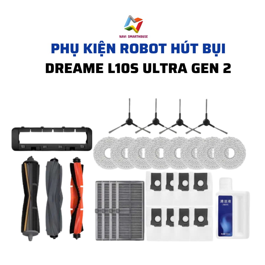 Phụ kiện robot hút bụi Dreame L10s ultra gen 2 khăn, lọc, chổi cạnh, chổi lăn, túi rác