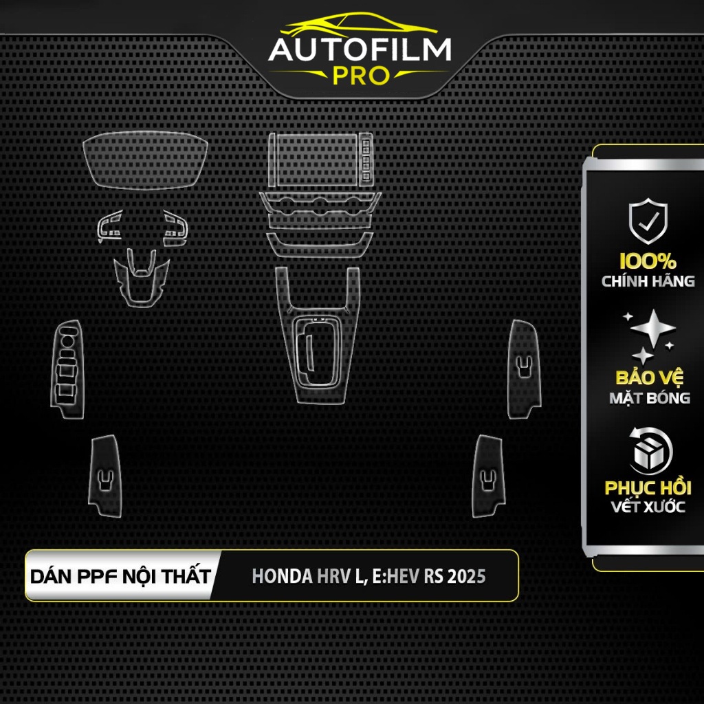 HONDA HRV 2022~2025: Film PPF CAO CẤP dán nội thất xe trong suốt, chống xước và che mờ vết xước cũ -