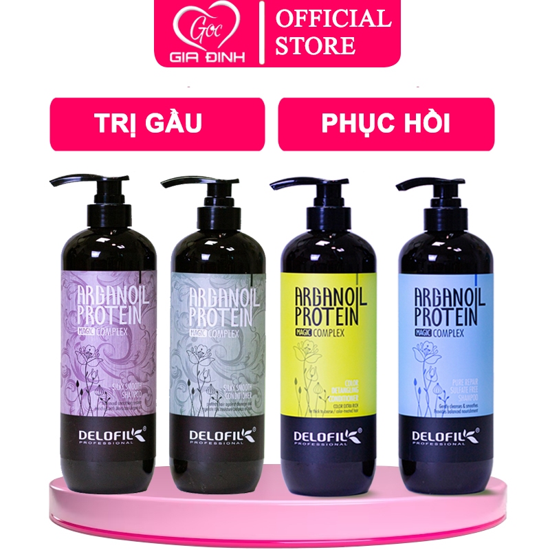 CẶP DẦU GỘI XẢ DELOFIL AGANOIL PROTEIN 500ML, BỔ SUNG DINH DƯỠNG TÓC ,TÁI TẠO TÓC HƯ TỔN