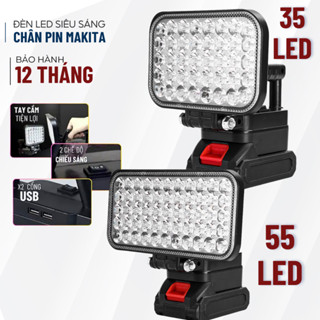 Đèn LED Siêu Sáng 35 LED Sử Dụng Pin Makita Với 2 Chế Độ Sáng, Có Cổng Sạc Điện Thoại USB, Tay Cầm Tiện Dụng