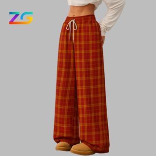 Quần kẻ caro ống rộng ZGO quần flannel unisex chất dày dặn hack dáng cạp cao QCARO