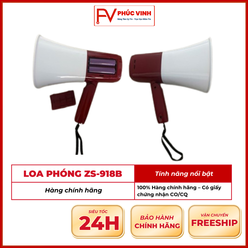 Loa Phóng ZS-918B - Loa phóng thanh bán hàng pin sạc, tích điện, Loa Phóng Thanh Ghi Âm
