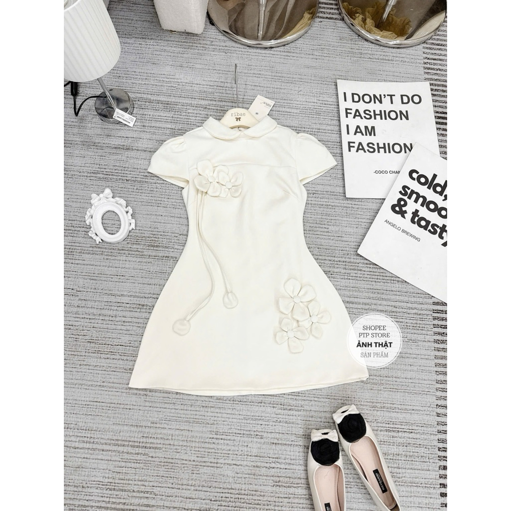 [V1.1050] Váy Thiết Kế Cổ Sen Đính Hoa Dáng Chữ A Hàng 2 Lớp Sang Chảnh | BigBuy360 - bigbuy360.vn