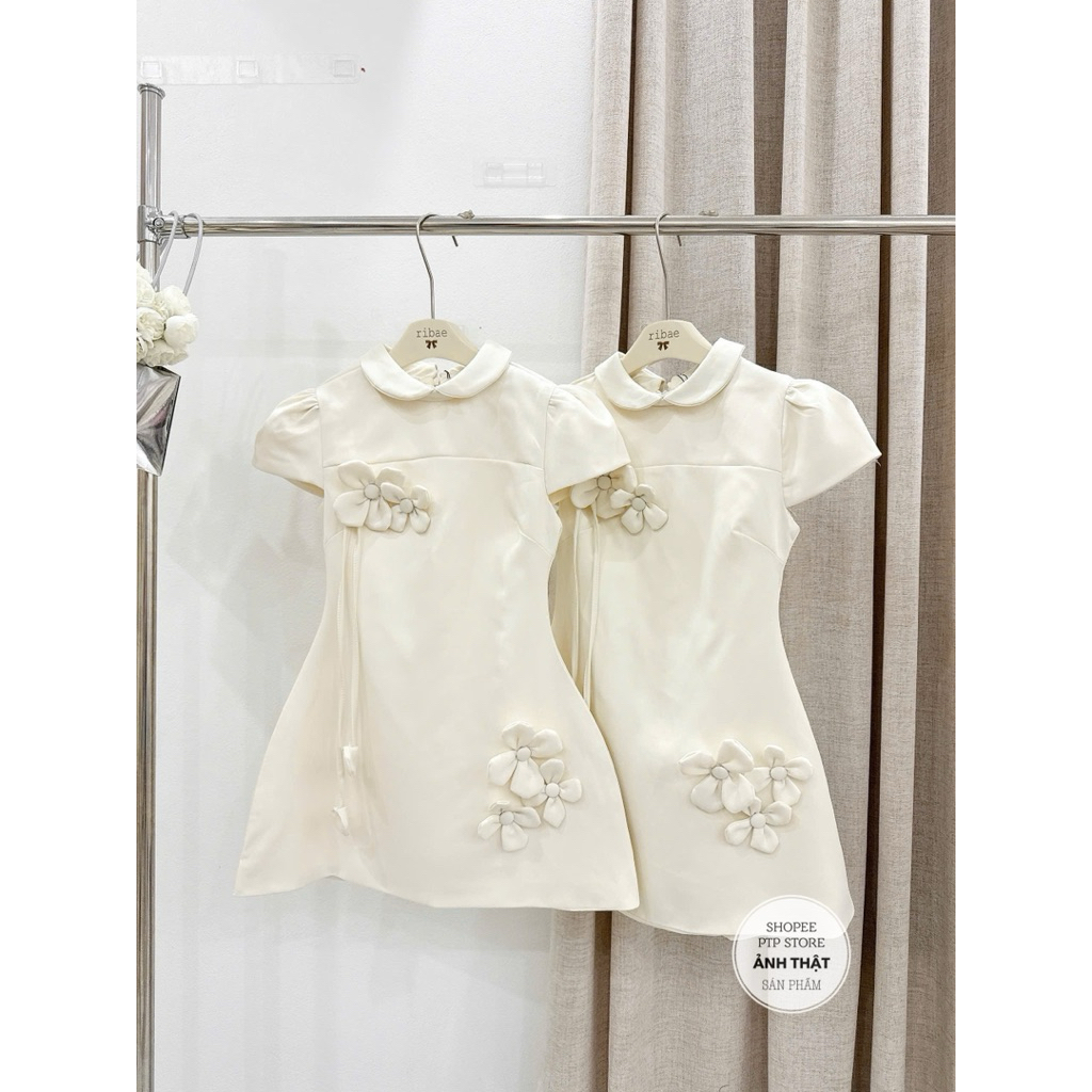 [V1.1050] Váy Thiết Kế Cổ Sen Đính Hoa Dáng Chữ A Hàng 2 Lớp Sang Chảnh | BigBuy360 - bigbuy360.vn