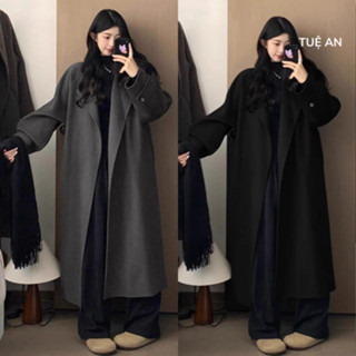  Áo khoác len nữ lót lông vũ thu đông 2025 mới kiểu dáng dài Hepburn hàng đẹp Q.Châu  TA 375  