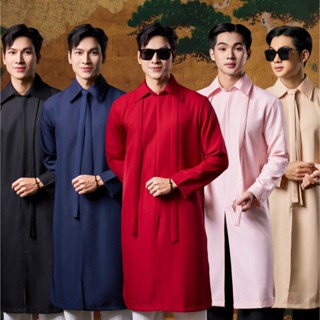 (Mẫu Mới)Áo Dài Nam Cách Tân Cổ Bẻ Khoá Kéo Sau Vải Cotton Không Bao Gồm Quần Thương Hiệu Mr Twins