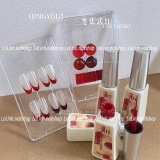  Set 4 chai sơn gel cọ nét ĐỎ Quingyou laLinh 
