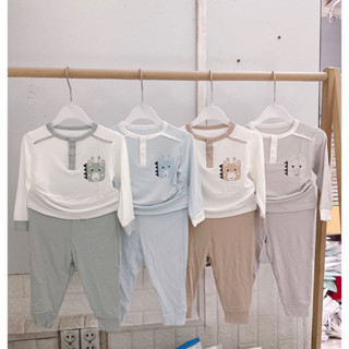 Bộ dài tay bổ trụ Ami bé trai chất liệu sợi tre có size từ 6m đến 3y