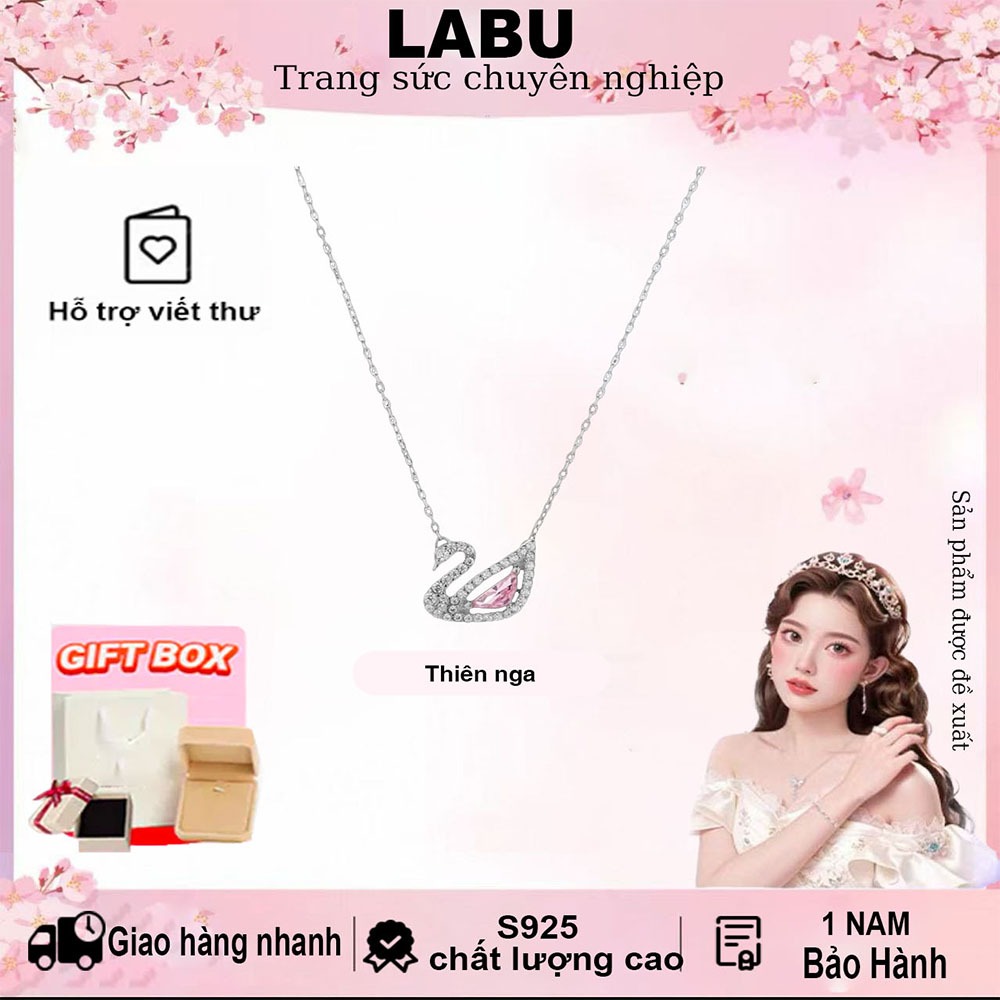 Dây chuyền 925 Thiên Nga Vòng Cổ LABU Crystal Swan Necklace Silver Vòng Cổ Nữ Gửi Hộp đóng gói