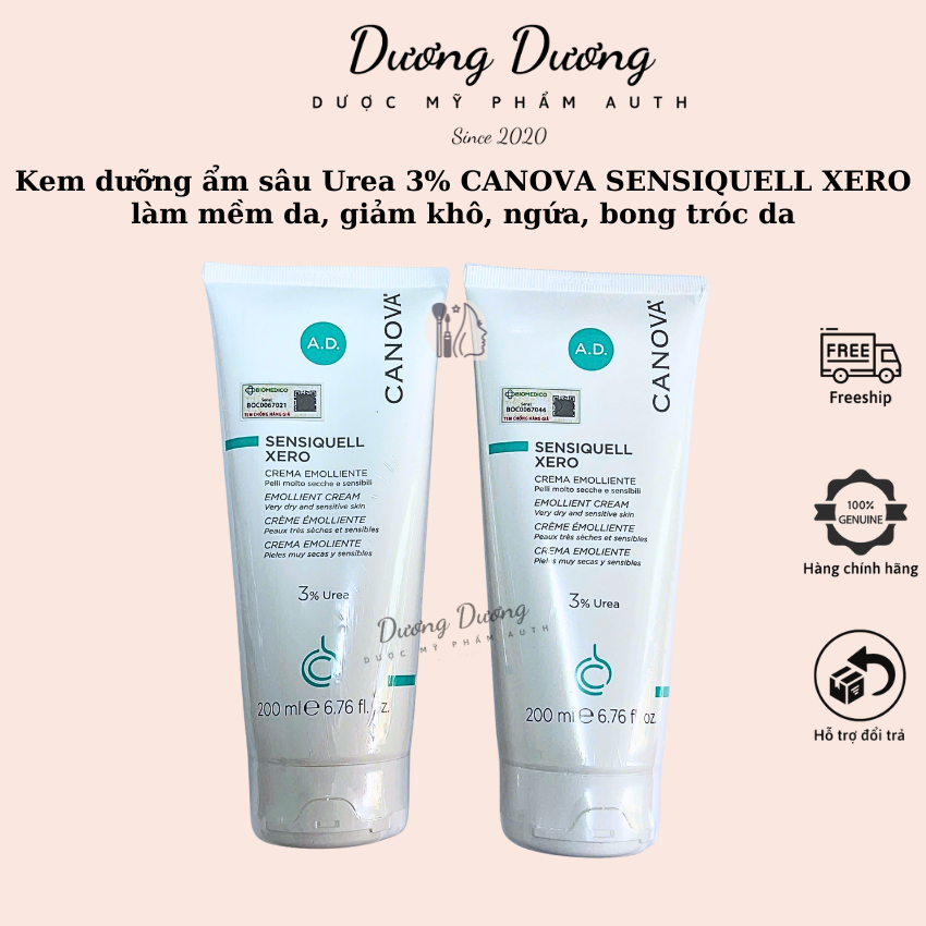 Kem dưỡng ẩm sâu Urea 3% CANOVA SENSIQUELL XERO làm mềm da, giảm khô, ngứa, bong tróc da 200ml