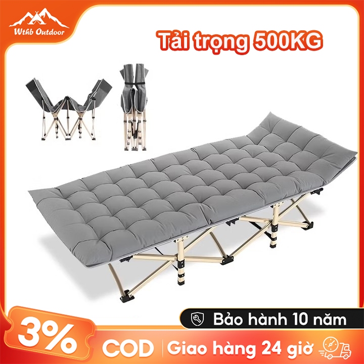 Giường xếp gọn văn phòng chân kim loại di động ngủ trưa, đi cắm trại, decor homestay đẹp
