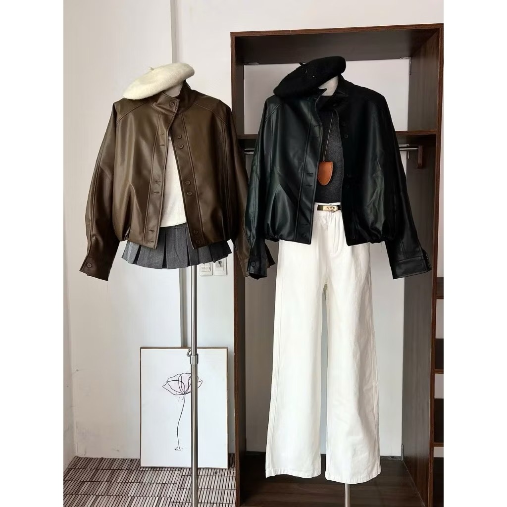[HÀNG QC/ 2Lớp] ÁO KHOÁC DA TRƠN CÚC ĐÔI FORM RỘNG BO CHUN VIỀN DƯỚI SIÊU XINH 2MONDAY AK4 | BigBuy360 - bigbuy360.vn