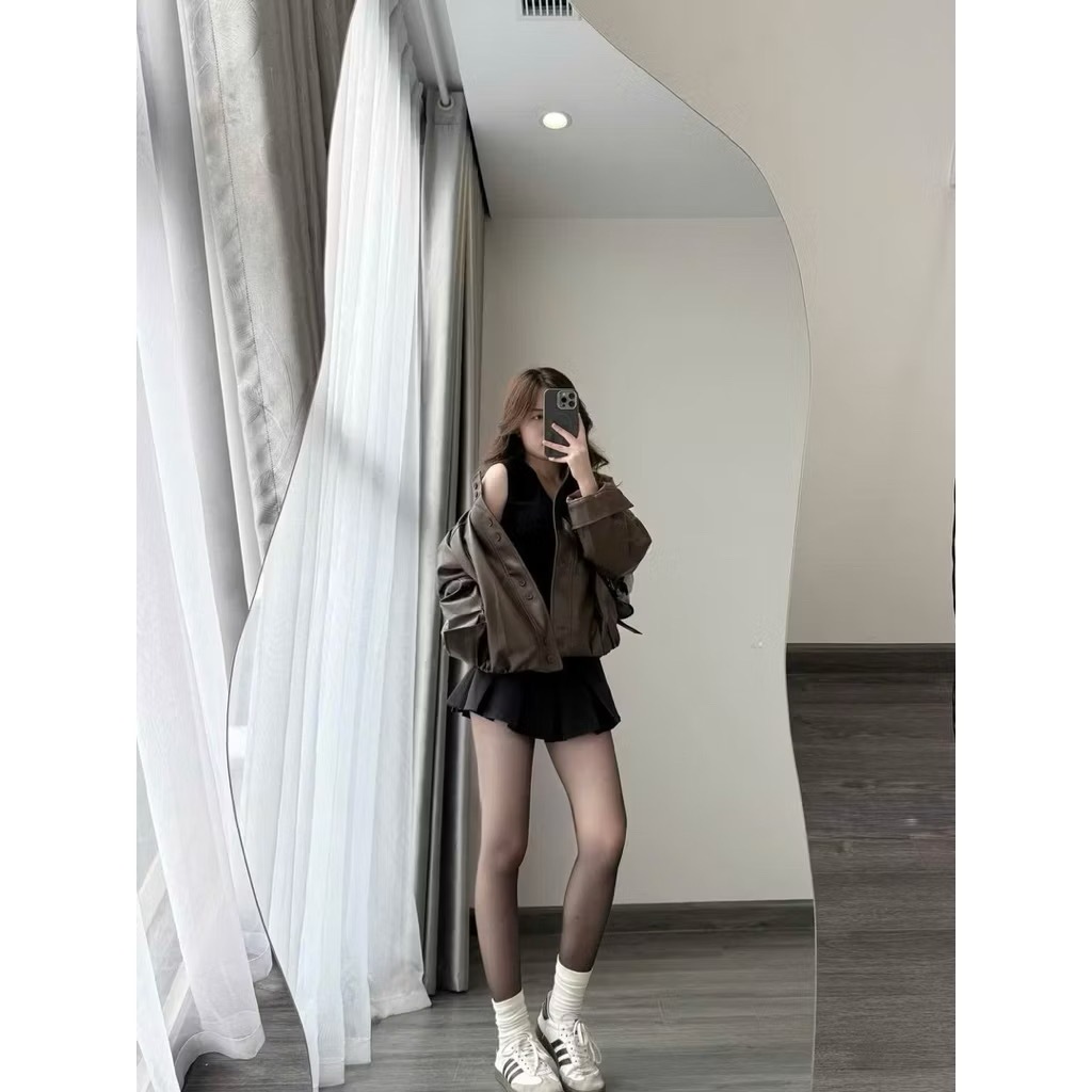 [HÀNG QC/ 2Lớp] ÁO KHOÁC DA TRƠN CÚC ĐÔI FORM RỘNG BO CHUN VIỀN DƯỚI SIÊU XINH 2MONDAY AK4 | BigBuy360 - bigbuy360.vn