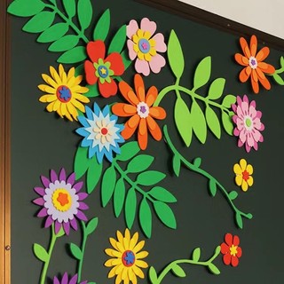 Decal tường 3D foam EVA Hoa Trang trí bảng, lớp học mầm non, tiểu học đồ thủ công cho bé đồ trang trí phòng bé