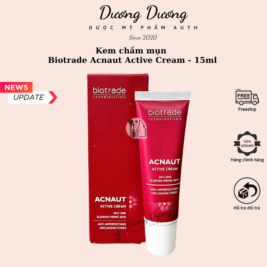 Kem chấm mụn hoạt tính Biotrade Acnaut Active Cream 15ml có tem phụ