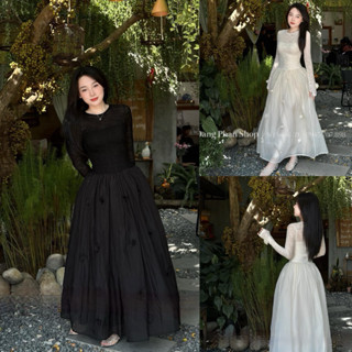  Váy Ren Công Chúa Phối Chân Váy Tơ Đính Hoa Bánh Bèo Tiểu Thư Sang Chảnh Mặc Đi Tiệc Đám Cưới 