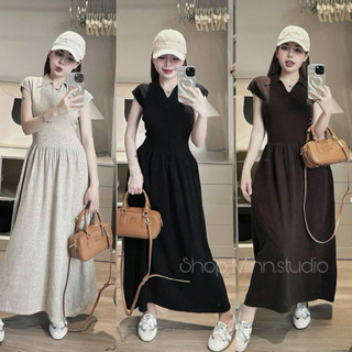 [Minn.studio] Váy Len Thỏ Tay Hến phối cổ Bẻ dáng dài 120cm. Phom váy babydoll chất len mịn,co dãn nhiều (Hàng QC)