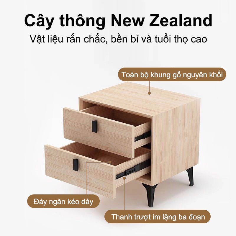 Bàn đầu giường bằng gỗ nguyên khối 2/3 tầng phòng ngủ phòng khách đèn tủ lưu trữ cao cấp sang trọng | BigBuy360 - bigbuy360.vn