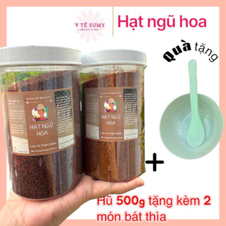 Hũ 500g hạt ngũ hoa tặng kèm bộ trộn 2 món chén thìa đắp mặt nạ. Ngũ hoa hạt to hoặc ngũ hoa hạt nhỏ.( tặng bộ chén )