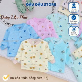 (Set 3-5) Áo Xốp Dài Tay Trần Bông Cho Bé Sơ Sinh nhiều màu cổ tàu cúc giữa cho bé trai gái 4-15kg Đậu Đậu Store AXOP01