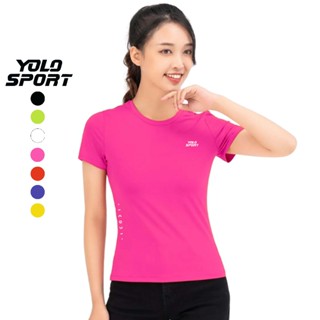  Áo Thể Thao Nữ YOLO Cổ Tròn Thiết Kế Sang Trọng Điểm Hoa Bên Hông Form Tôn Dáng Thanh Lịch Tập Gym Yoga Dạo Phố 