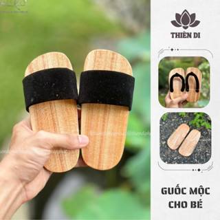 Guốc gỗ cho bé gái truyền thống, dép guốc mộc trẻ em xoan đào bền bỉ chống thấm Thiên Di