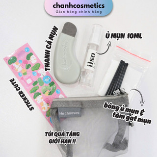   Set ilso tặng túi  Thanh cà mụn đầu đen và sợi bã nhờn kèm ủ mụn Ilso 