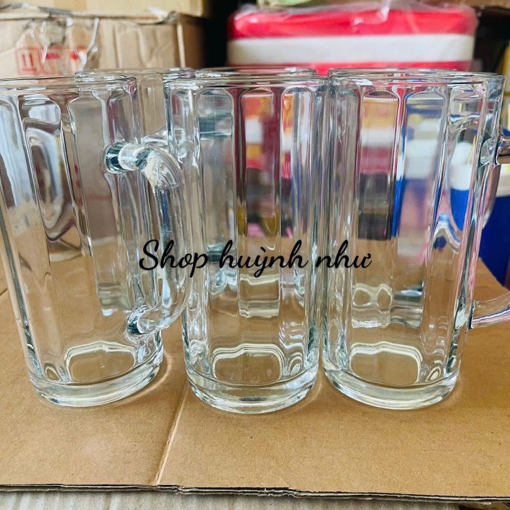 [CHÍNH HÃNG]Bộ 6 ly thủy tinh cao có quai UG 367, Ly thủy tinh cao cấp, độ trong suốt cao, quai cầm 