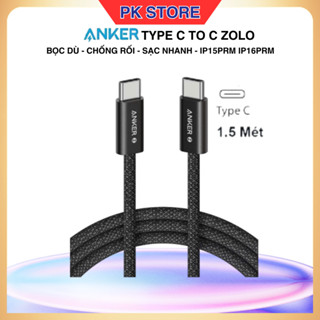 Cáp sạc nhanh ANKER 240W Zolo Bọc dù Type C to C cho IP 15 16 PRM Laptop Mac  -  A8060 Dài 1.5 Mét
