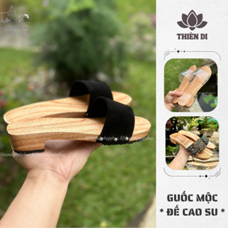 Dép guốc gỗ nữ truyền thống 3 phân mặc áo dài, guốc mộc đế cao su xỏ ngón nhật bản Thiên Di