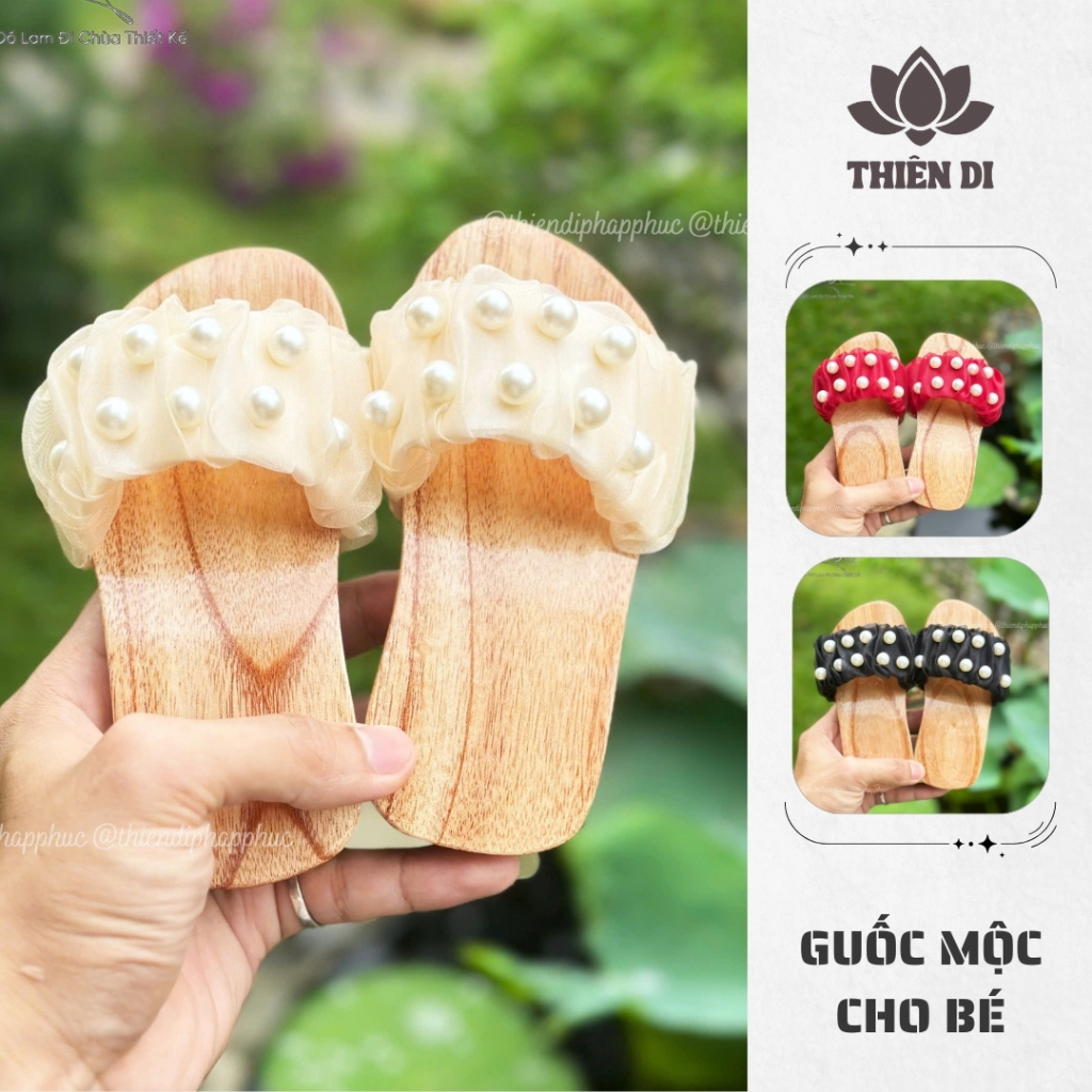 Dép guốc gỗ cho bé trai và bé gái, guốc mộc trẻ em mang áo dài, bà ba đi chơi trung thu Thiên Di