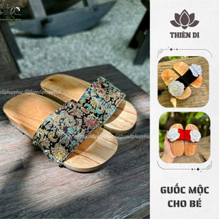  Guốc mộc cho bé trai và gái dép gỗ trẻ em chất gỗ xoan đào bền bỉ chống thấm nước Thiên Di 