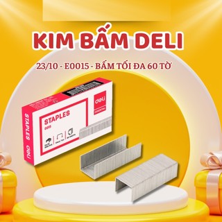 Combo 3 Hộp Kim Bấm 23/10 Deli E0015 Ghim dập được 60 tờ [1000 chiếc]
