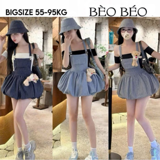 [ BÈO BÉO BIGSIZE ] KÈM GẤU- SET YẾM BÍ PHỒNG KÈM ÁO TRỄ VAI BIGSIZE 60-100KG