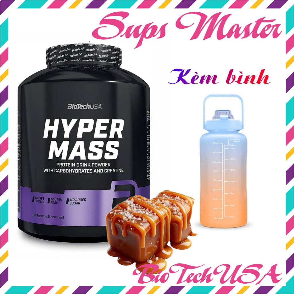 Sữa tăng cân Biotech Hyper Mass vị SALTED CARAMEL 4kg Mass Gainer Sữa cho Dân tập Gym