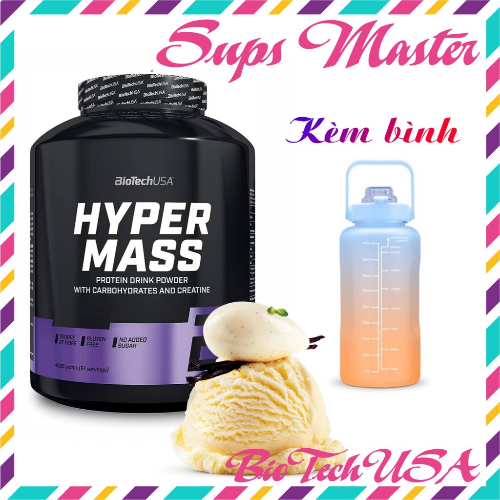 Sữa tăng cân Biotech Hyper Mass vị VANILLA 4kg Mass Gainer Sữa cho Dân tập Gym