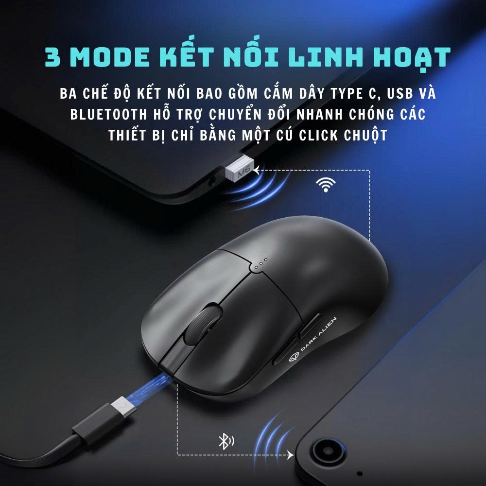 Chuột gaming không dây Dark Alien X11 SE - 3 mode - Mắt đọc PAW3311 - App macro - Dock sạc - DPI 12000 - SaiGonComputer | BigBuy360 - bigbuy360.vn
