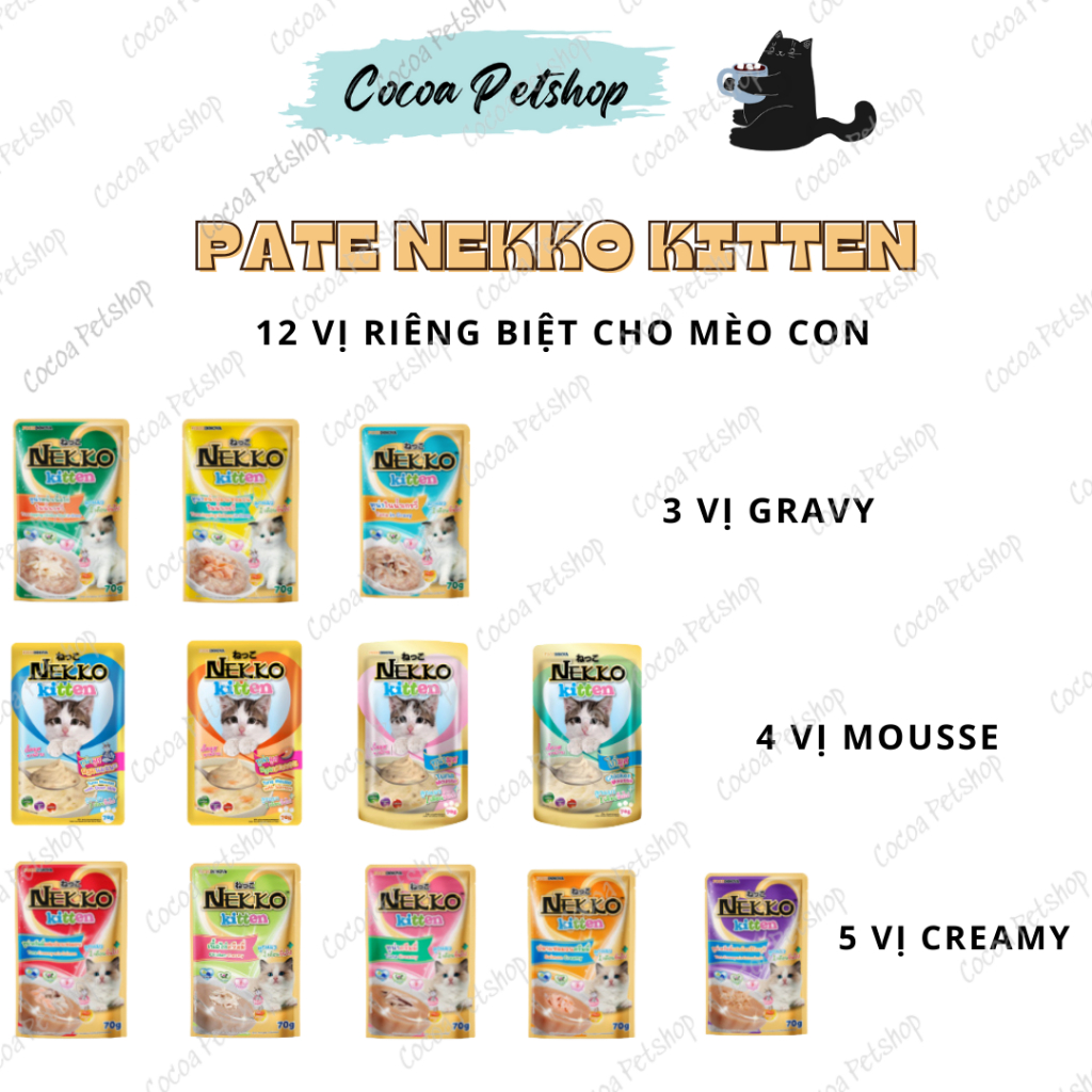 [Gói Lẻ Công Ty] Pate Nekko Kitten Cho Mèo - Pate Nekko Cho Mèo Con - 12 Hương Vị Cho Mèo