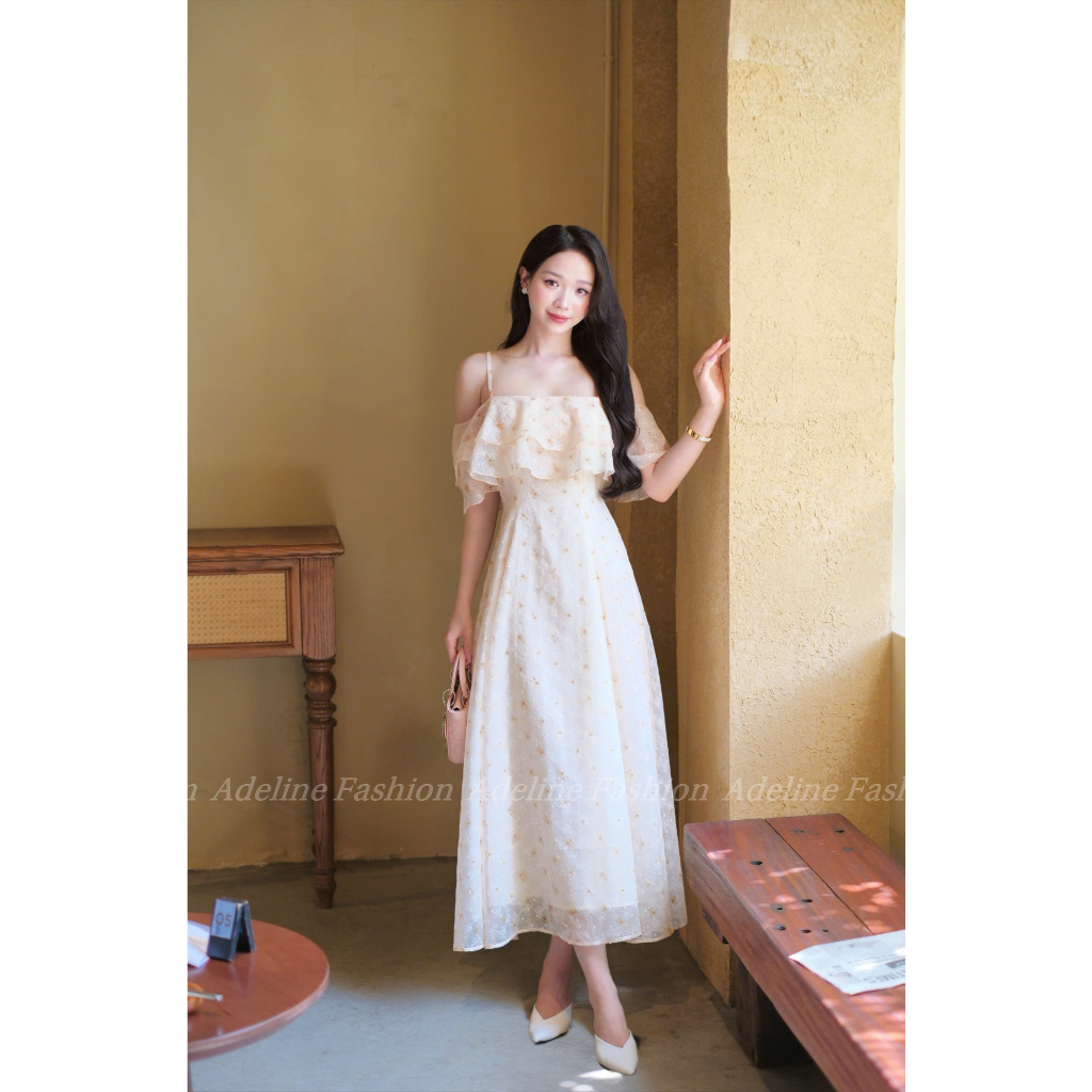 LUMIERE FASHION-Váy trễ vai bánh bèo nữ tính- TK 90 Cam