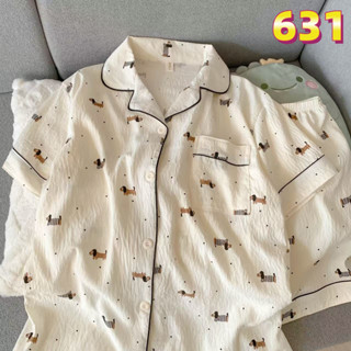 Đồ ngủ nữ pijama ngắn tay hoạ tiết dễ thương đồ bộ mặc nhà Bộ đồ ngủ Học sinh thiếu nữ pyjama 631