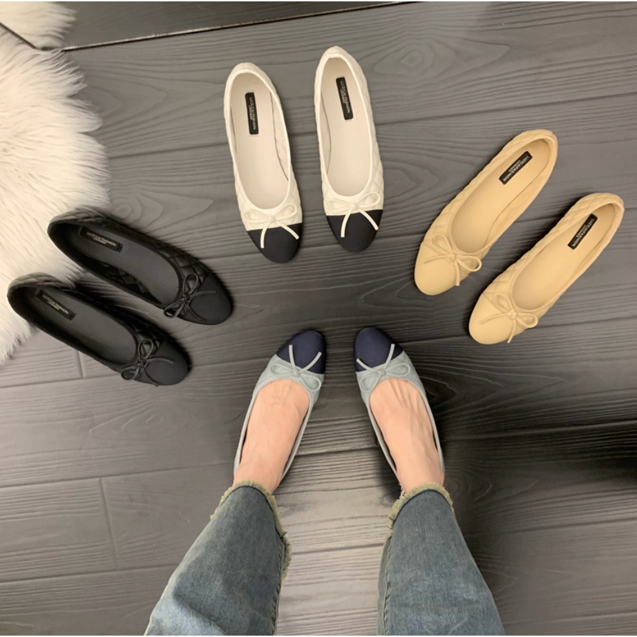 [ORDER] LUZICAI FASHION Giày búp bê đế bằng cho nữ mùa xuân 2025 da trơn mũi tròn