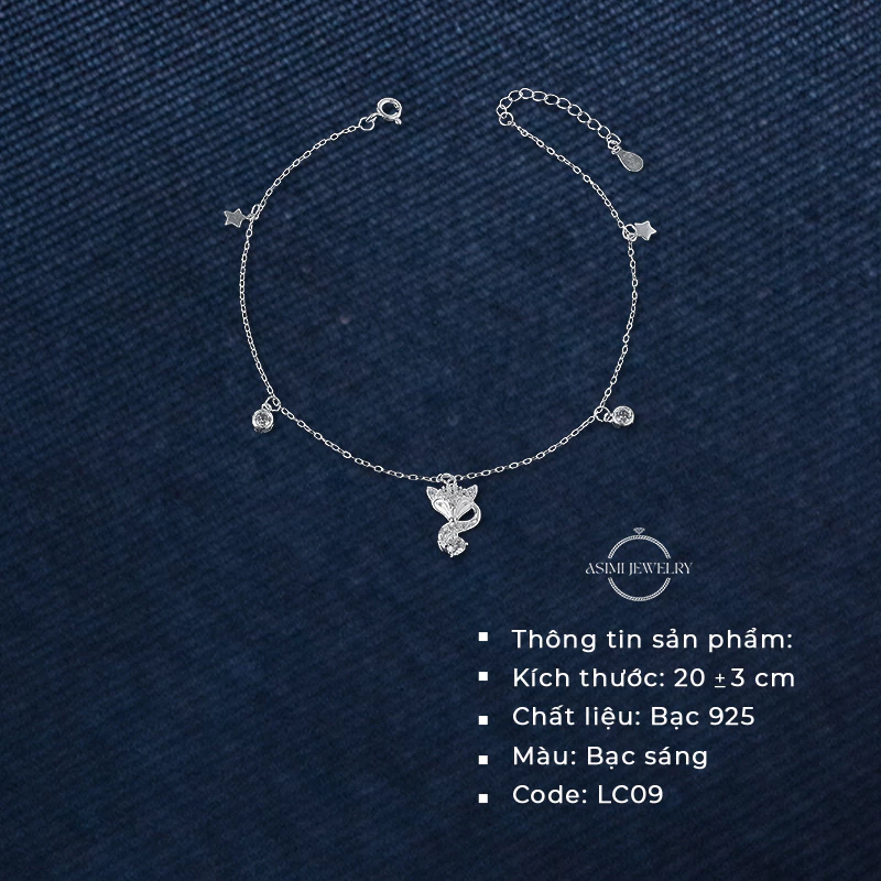 Lắc chân nữ bạc S925 Cáo Bạc Asimi Ahri's Whisper LC09 2