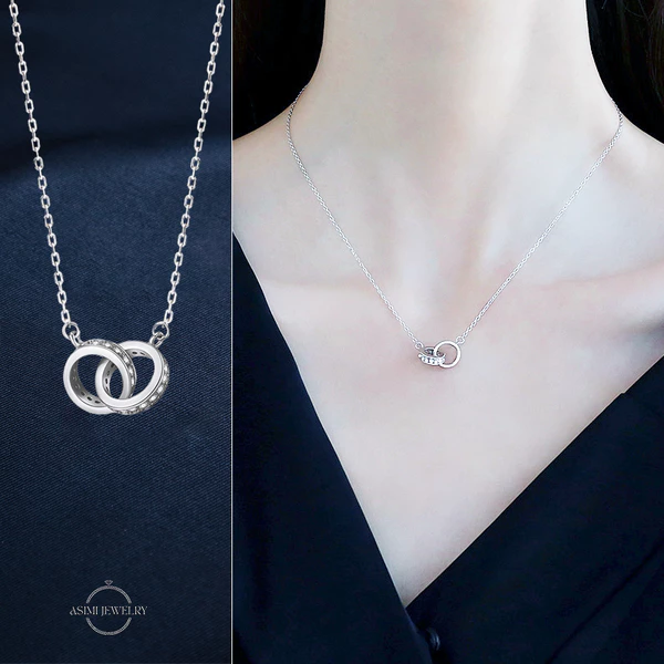 Dây chuyền bạc nữ The Vow Asimi The Vow DC69 - đeo trên mẫu